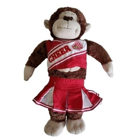 Build a Bear Stuffed animal plush monkey red cheerleader outfit 18" Ape Chimp - Picture 3 of 6